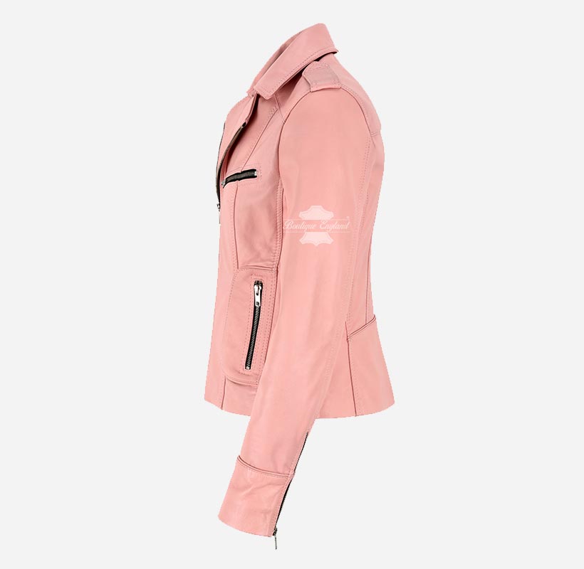 RIDER Women's Casual Center Zip Leather Biker Jacket