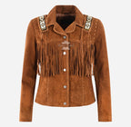 PRAIRIE Women's Western Style Suede Fringe Jacket