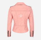 RIDER Women's Casual Center Zip Leather Biker Jacket