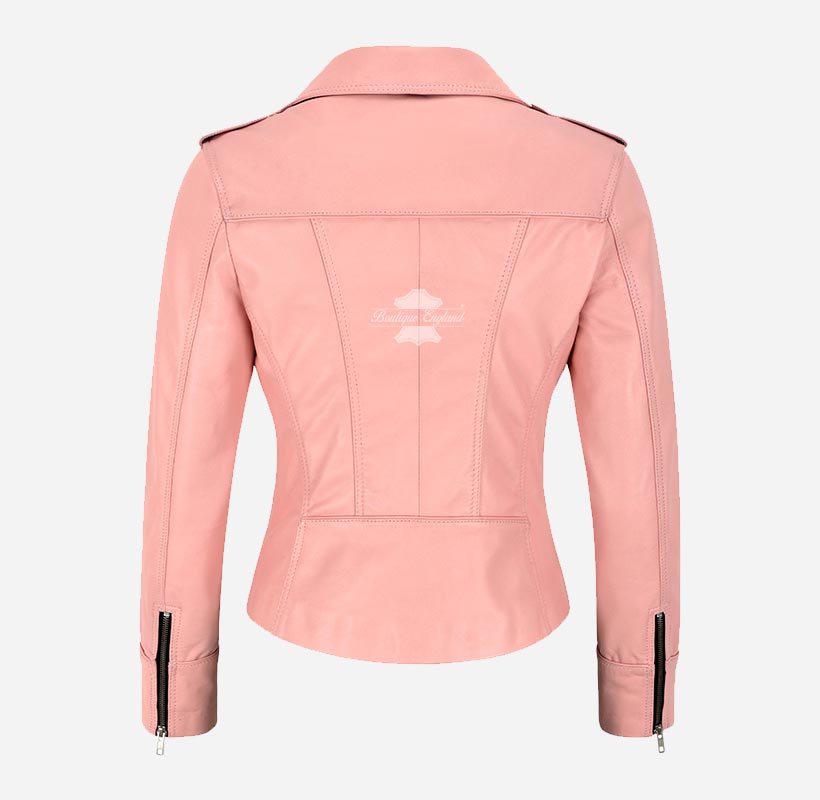 RIDER Women's Casual Center Zip Leather Biker Jacket