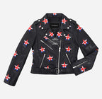 UNION STAR Women's Biker Leather Jacket with Stars