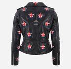 UNION STAR Women's Biker Leather Jacket with Stars