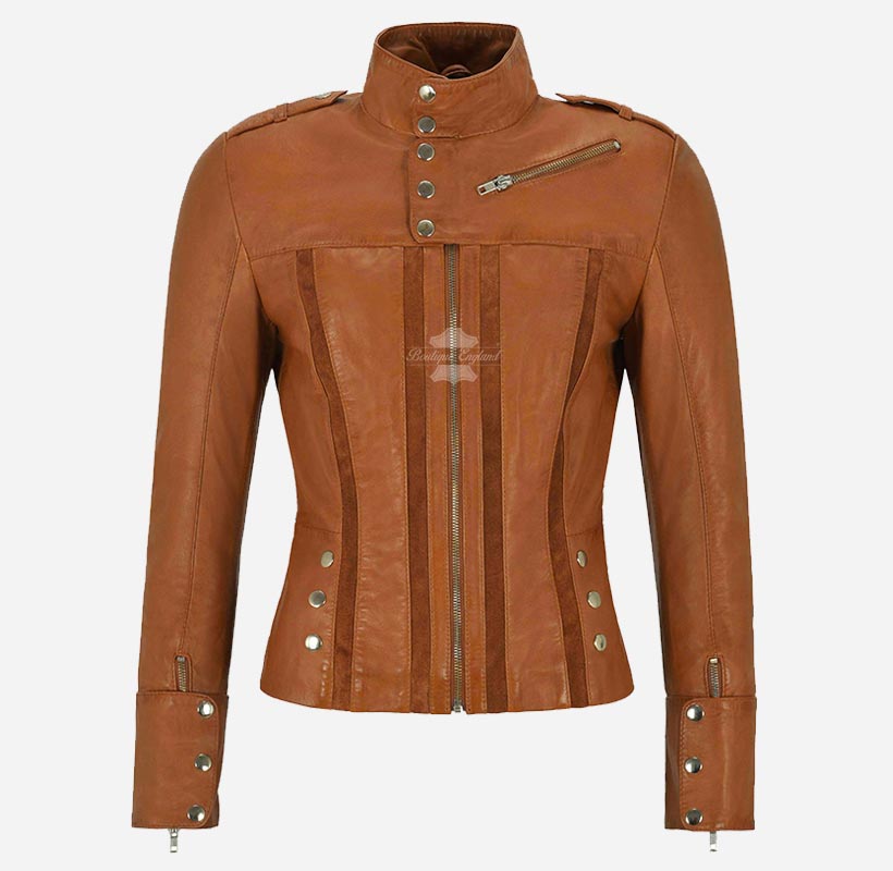 GLENVILLE Ladies Leather Jacket Casual Biker Style Jacket