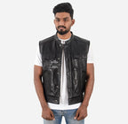 SLICK Men's Racer Style Leather Vest