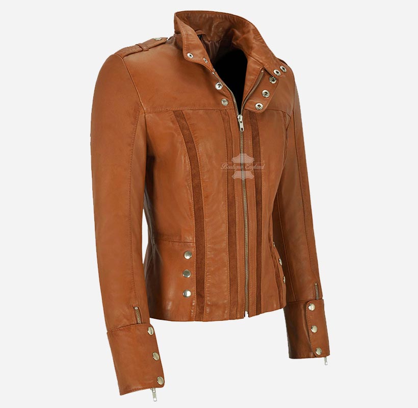 GLENVILLE Ladies Leather Jacket Casual Biker Style Jacket