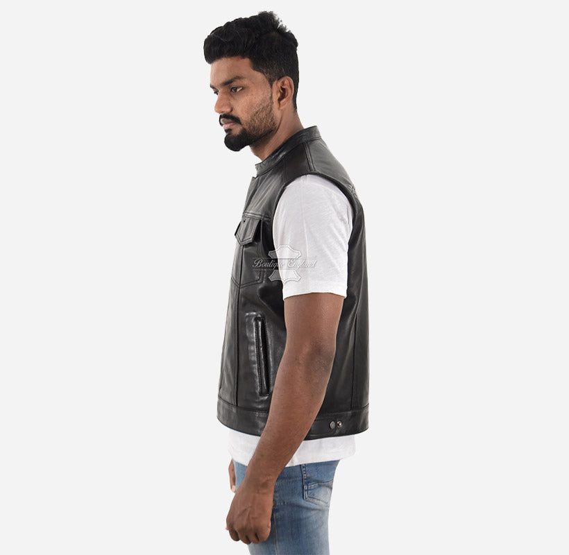 SLICK Men's Racer Style Leather Vest
