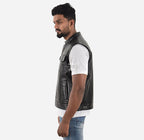 SLICK Men's Racer Style Leather Vest