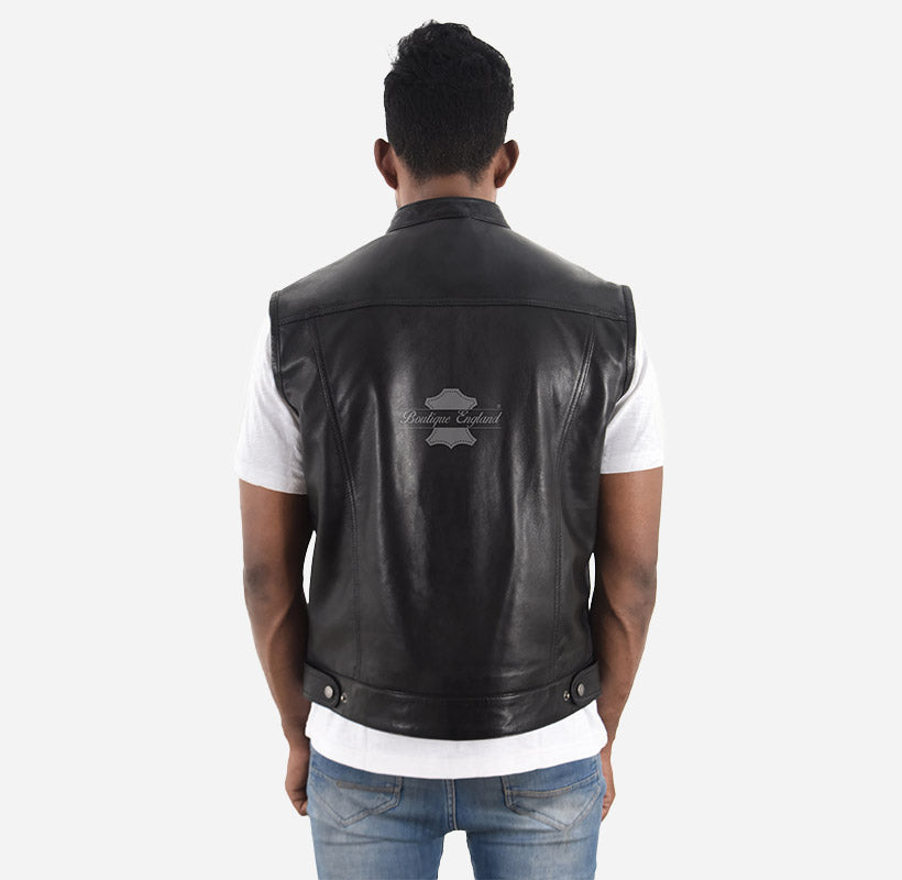 SLICK Men's Racer Style Leather Vest