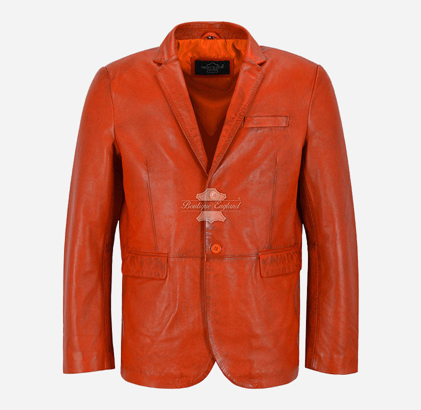 Milano Men's 2 Button Leather Blazer Sports Jacket