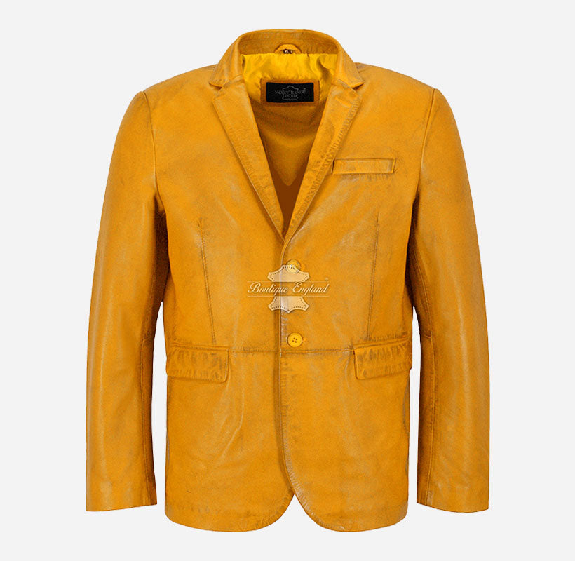 Milano Men's 2 Button Leather Blazer Sports Jacket