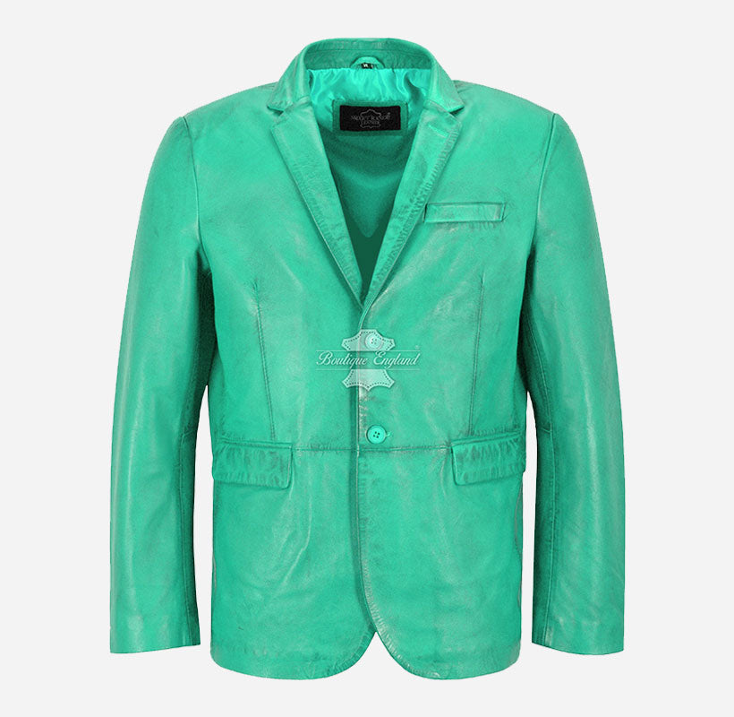 Milano Men's 2 Button Leather Blazer Sports Jacket