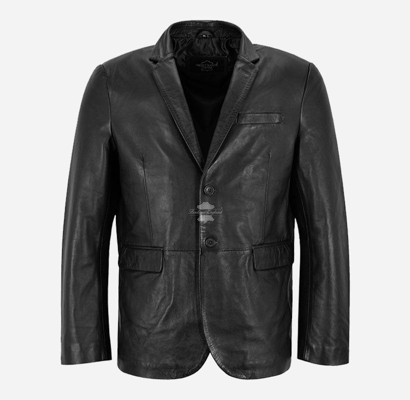 Milano Men's 2 Button Leather Blazer Sports Jacket