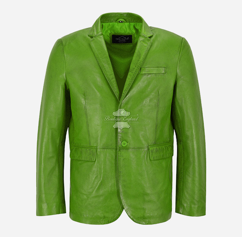 Milano Men's 2 Button Leather Blazer Sports Jacket