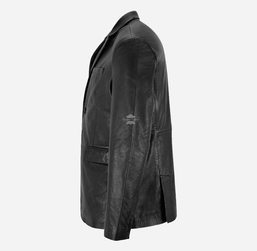 Milano Men's 2 Button Leather Blazer Sports Jacket