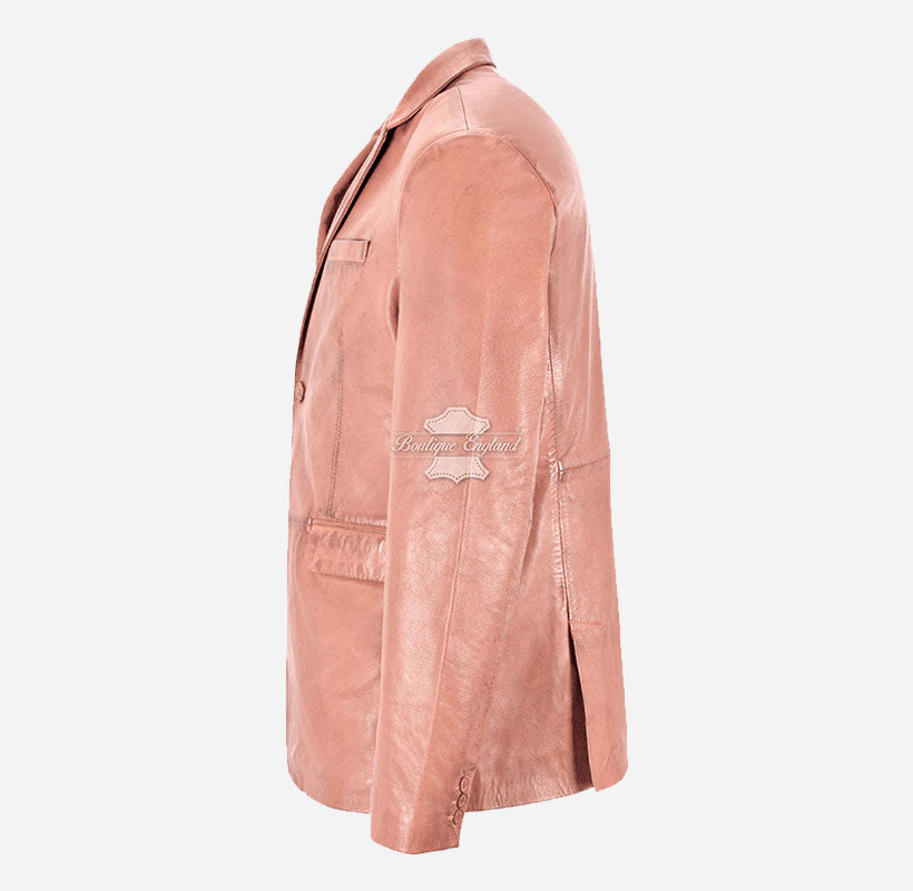 Milano Men's 2 Button Leather Blazer Sports Jacket