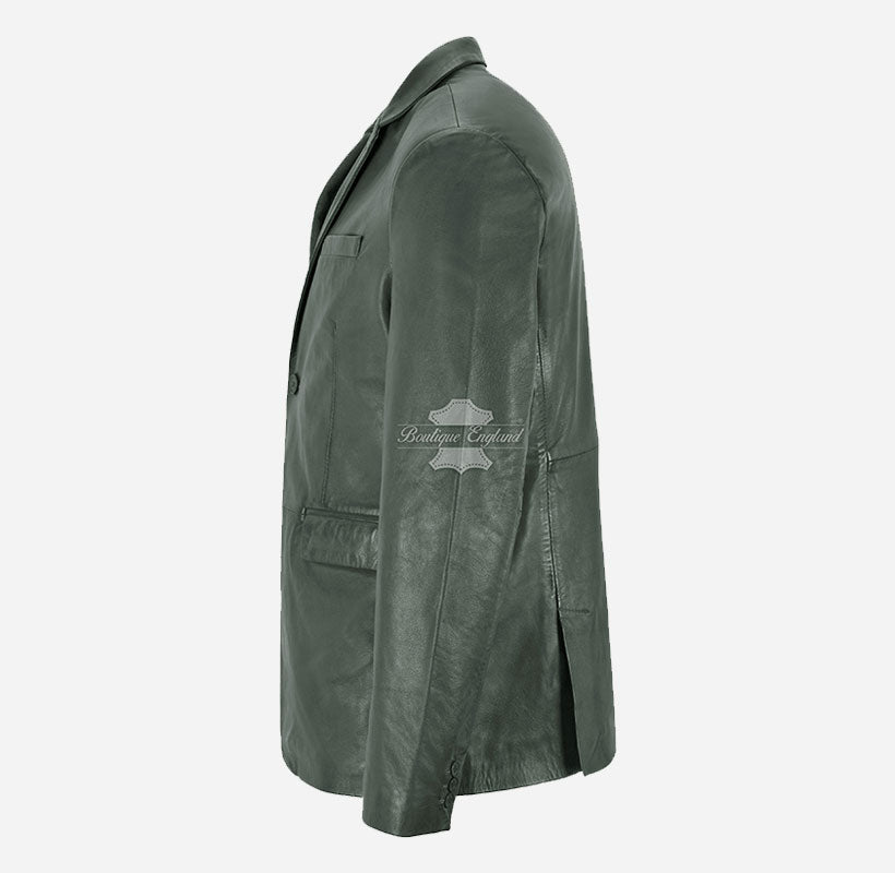 Milano Men's 2 Button Leather Blazer Sports Jacket