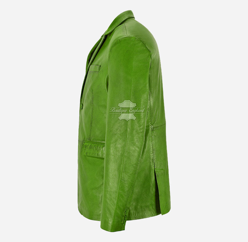 Milano Men's 2 Button Leather Blazer Sports Jacket