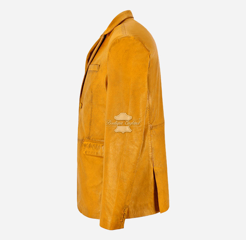 Milano Men's 2 Button Leather Blazer Sports Jacket