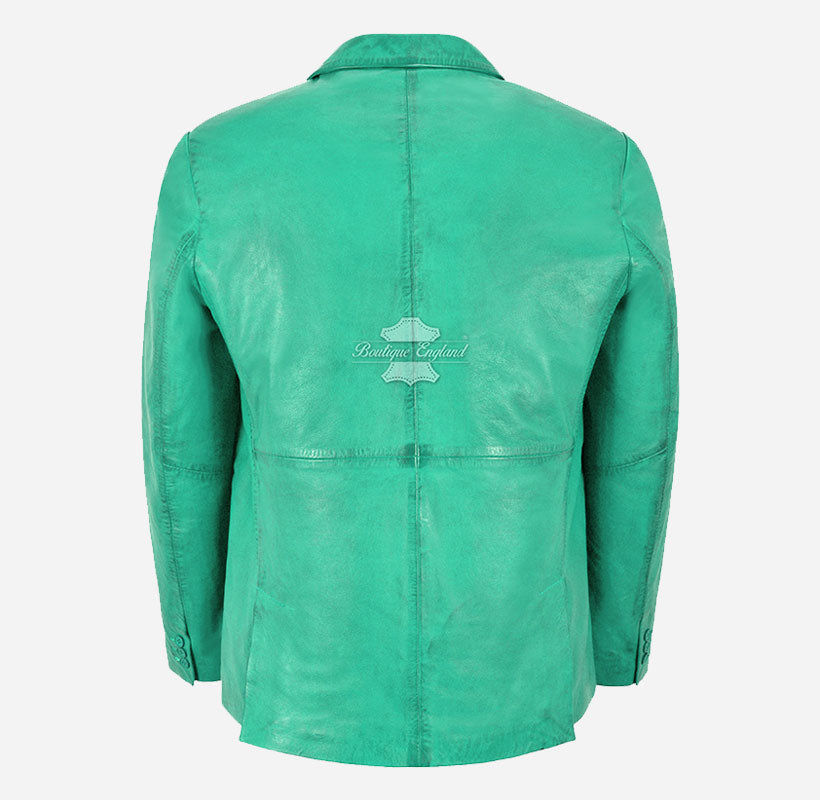 Milano Men's 2 Button Leather Blazer Sports Jacket