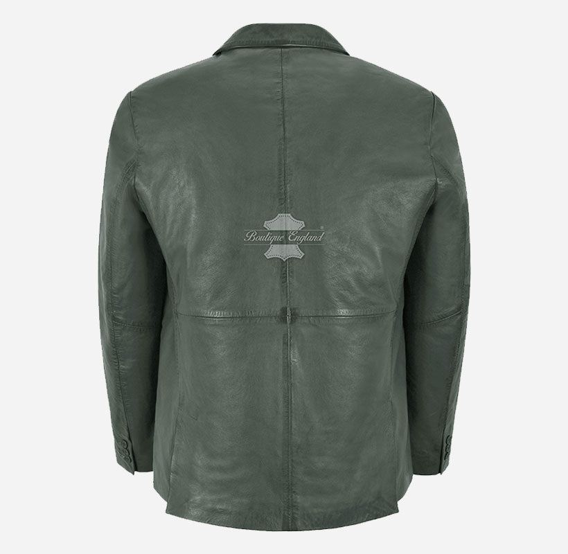 Milano Men's 2 Button Leather Blazer Sports Jacket