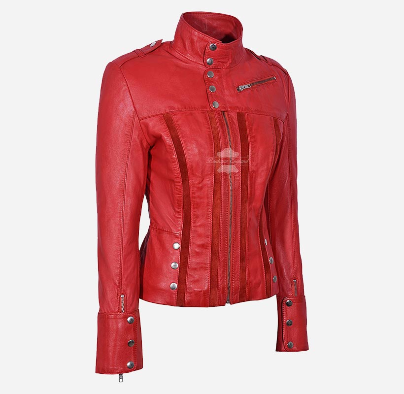 GLENVILLE Ladies Leather Jacket Casual Biker Style Jacket
