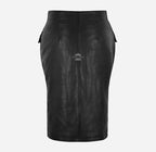 Ladies Pencil Skirt Black Leather Formal Party Utility Skirt