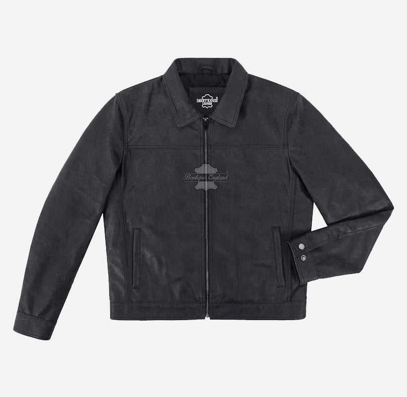 BROOKS Men's Collared Leather Jacket