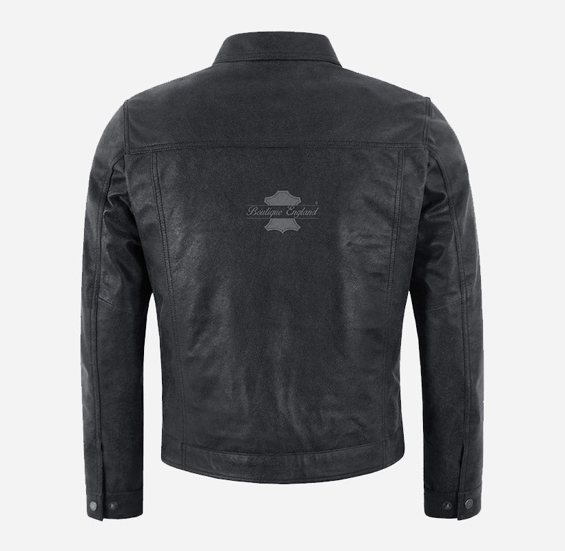 BROOKS Men's Collared Leather Jacket