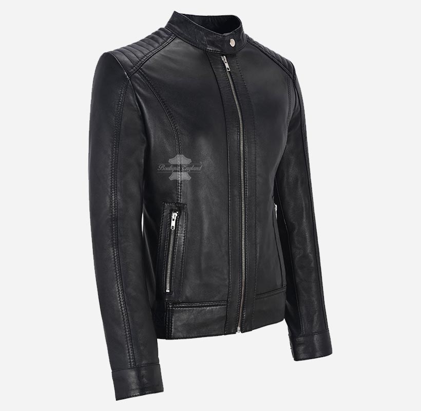 Seraphic Ladies Biker Leather Jacket Slim Fit Leather Jacket