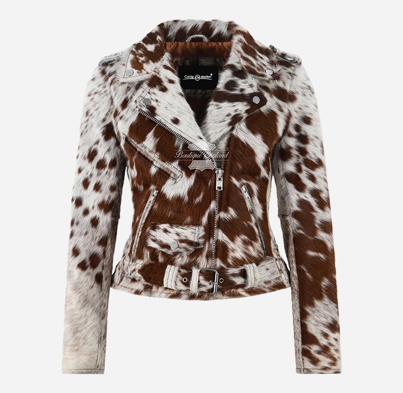 KOXXI Women's Cowhide Leather Fur Jacket