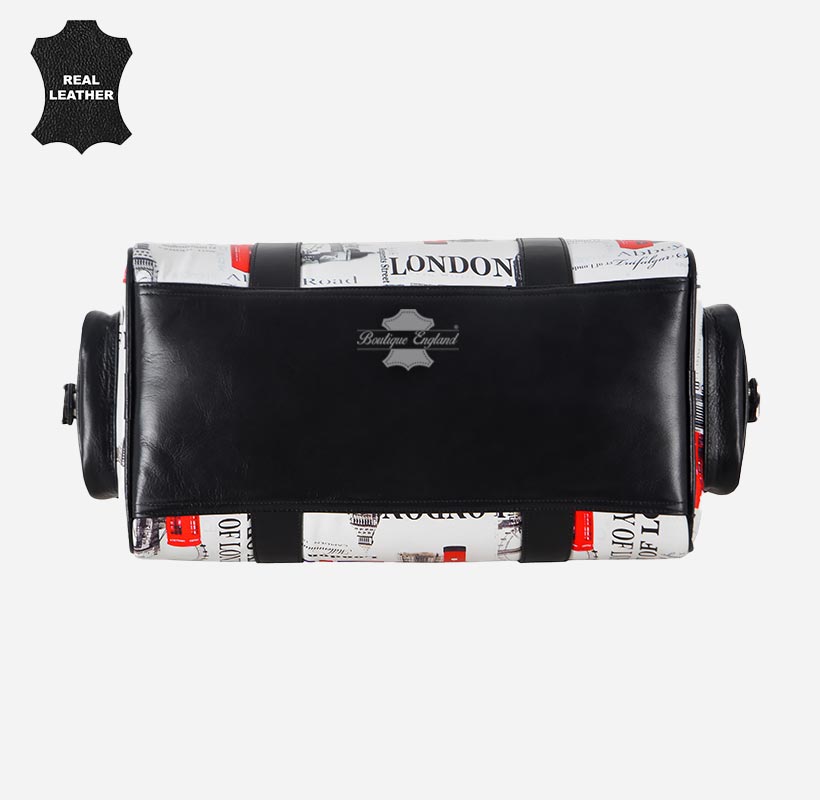 ICONIC LONDON London Printed Leather Travel Duffle Bag