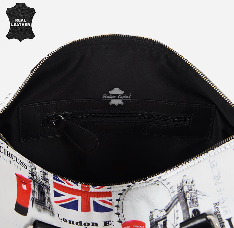 ICONIC LONDON London Printed Leather Travel Duffle Bag