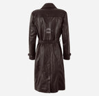 LONDON OBSESSION Women Oversized Brown Leather Trench Coat