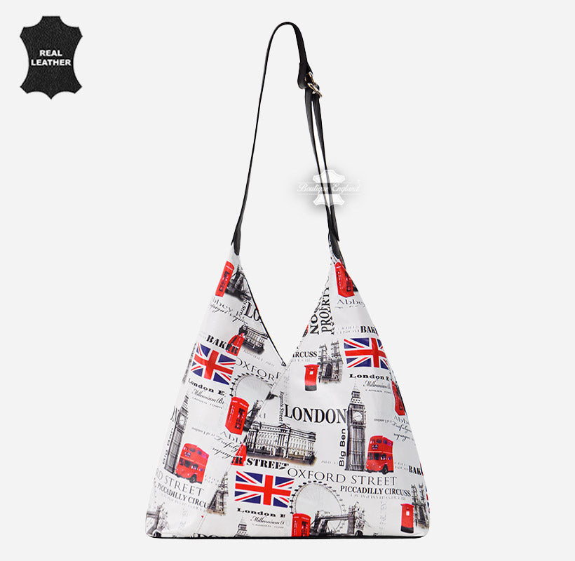 Women's Hobo Slouch Shoulder Bag British Printed Small