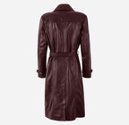 LONDON OBSESSION Women Oversized Leather Trench Coat Cherry