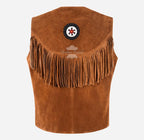 DRAYZ Men's Western Suede Fringe Leather Vest