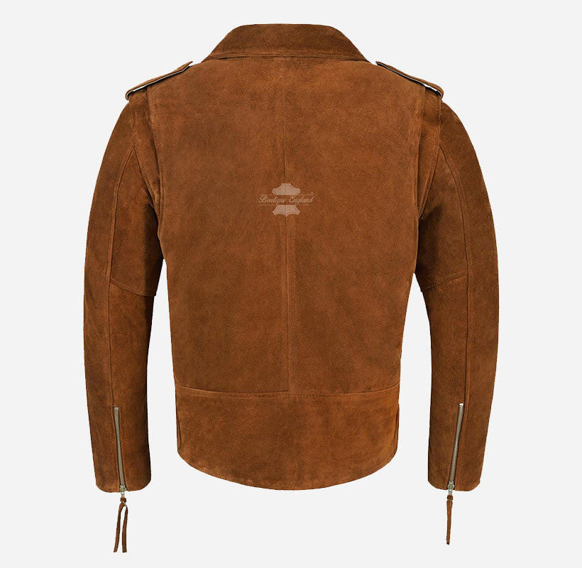 BRANDO Men's Suede Leather Classic Biker Jacket