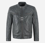 TORQ Men's Café Racer Waxed Leather Jacket