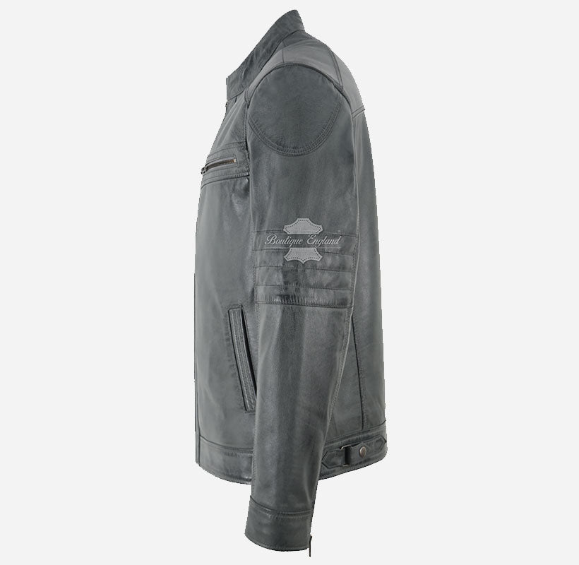 TORQ Men's Café Racer Waxed Leather Jacket