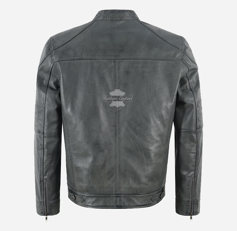 TORQ Men's Café Racer Waxed Leather Jacket