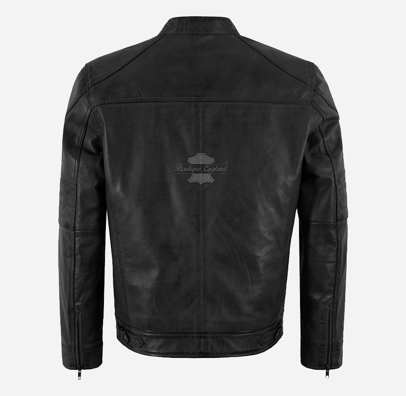 TORQ Men's Café Racer Waxed Leather Jacket