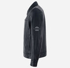 SWAY Men's Collared Leather Jacket in Navy