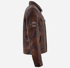 CARVO Men's Leather Trucker Jacket Brown Vintage