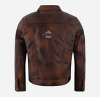 CARVO Men's Leather Trucker Jacket Brown Vintage