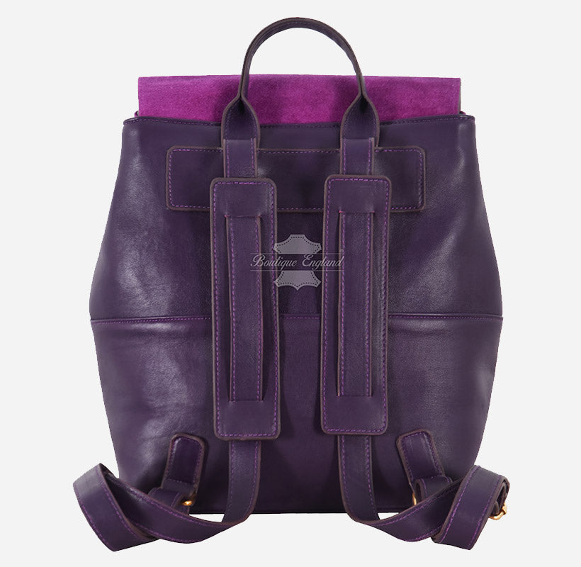 Women's Purple Leather + Suede Backpack Bag