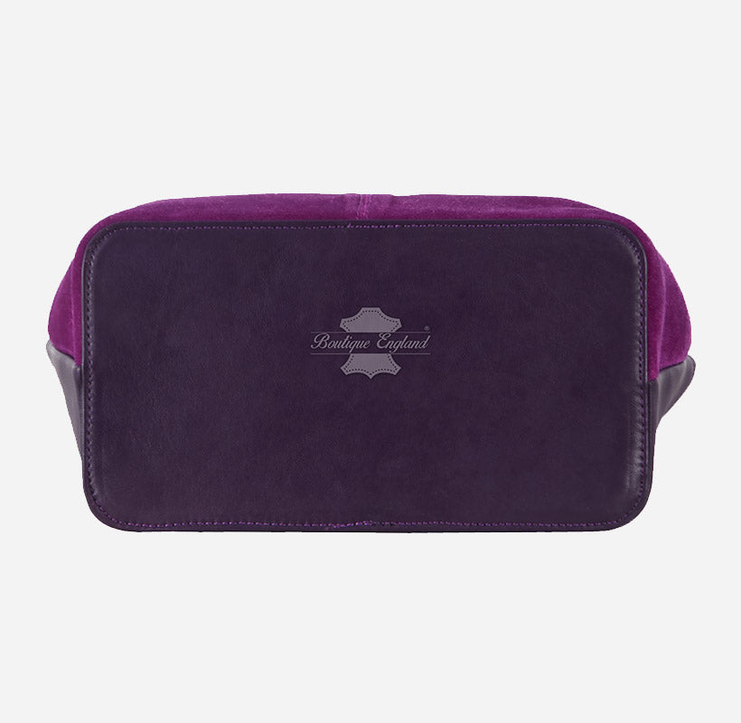 Women's Purple Leather + Suede Backpack Bag