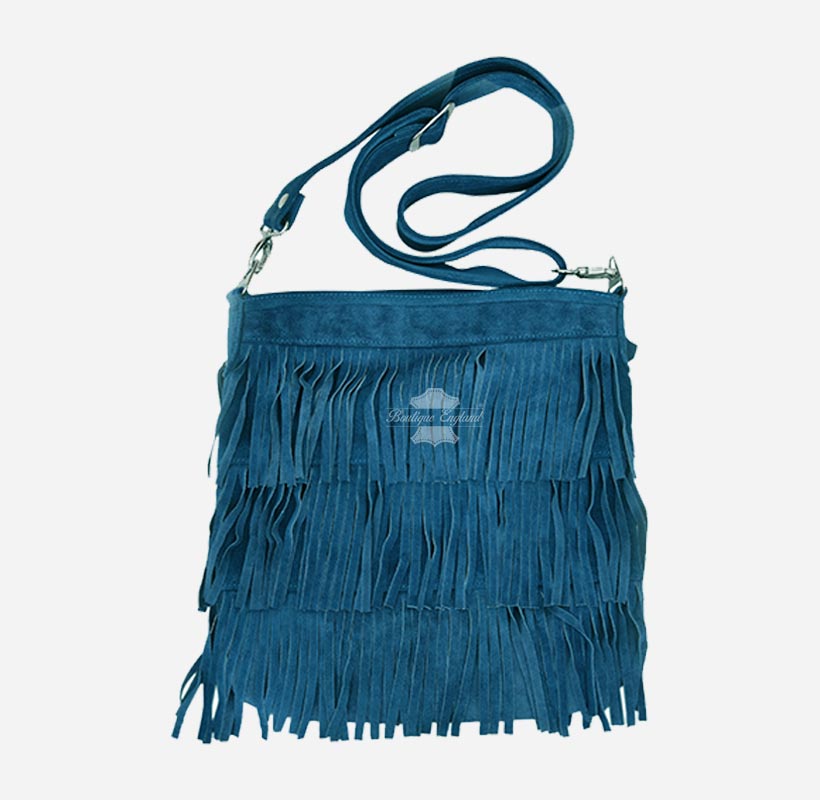 Ladies Messenger Bag Tassel Fringe Cross Body Shoulder Suede Bag