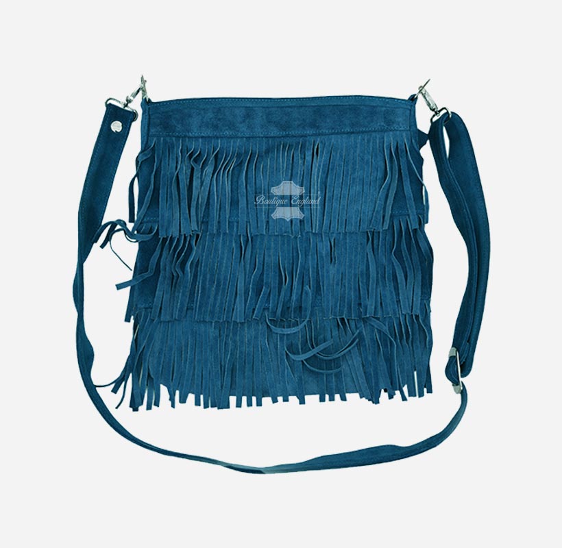 Ladies Messenger Bag Tassel Fringe Cross Body Shoulder Suede Bag
