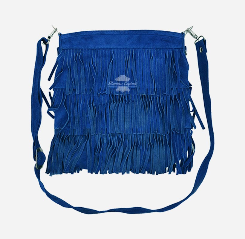 Ladies Messenger Bag Tassel Fringe Cross Body Shoulder Suede Bag