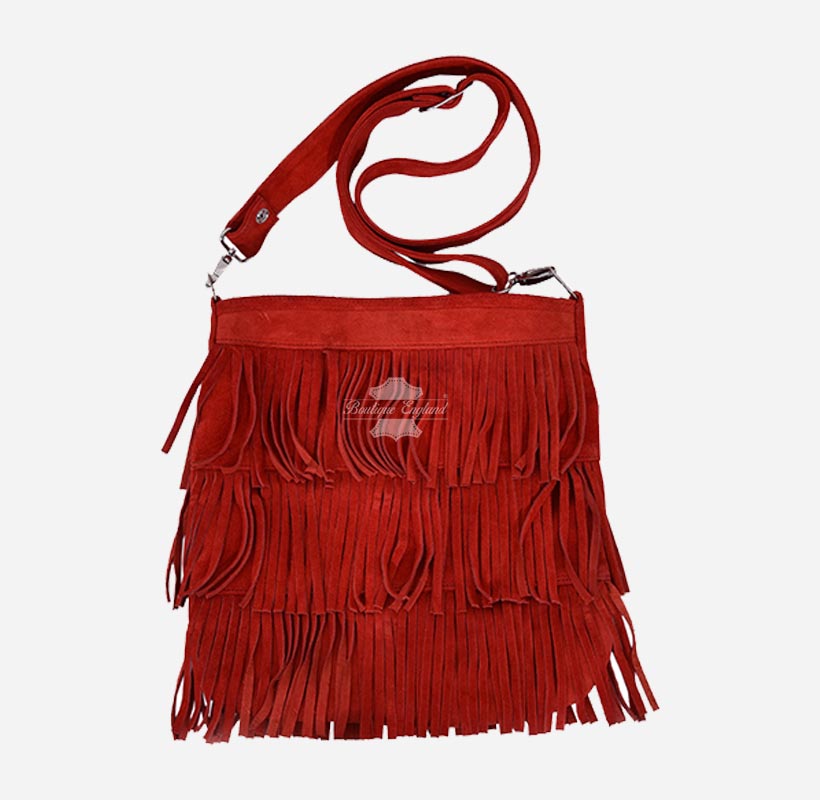 Ladies Messenger Bag Tassel Fringe Cross Body Shoulder Suede Bag